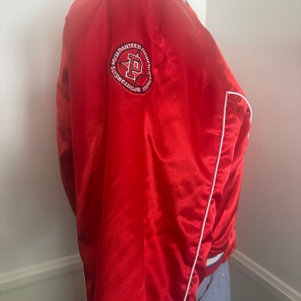 Vintage Red Satin PHILA Bomber Jacket - Picture 7 of 7